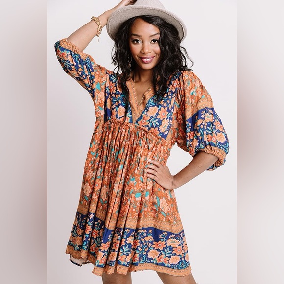 Mini Baby Doll in Rust Dress flower print | XL | NWT ! - Picture 3 of 13